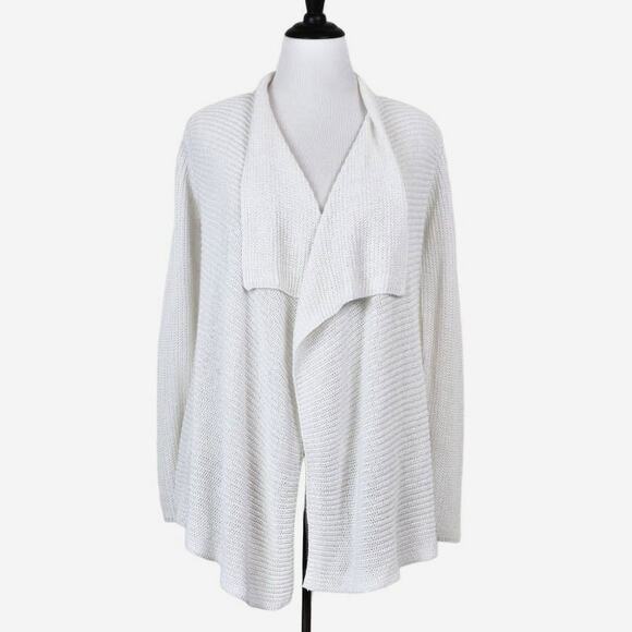 Eileen Fisher Size XS Open Waterfall Linen Cardigan Oversize White - Picture 1 of 11